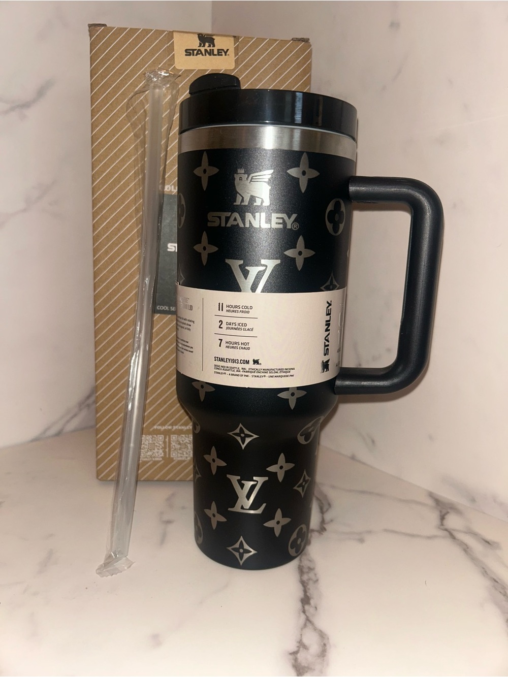 Stanley x monogram silver Black Insulated Travel Mug with Handle